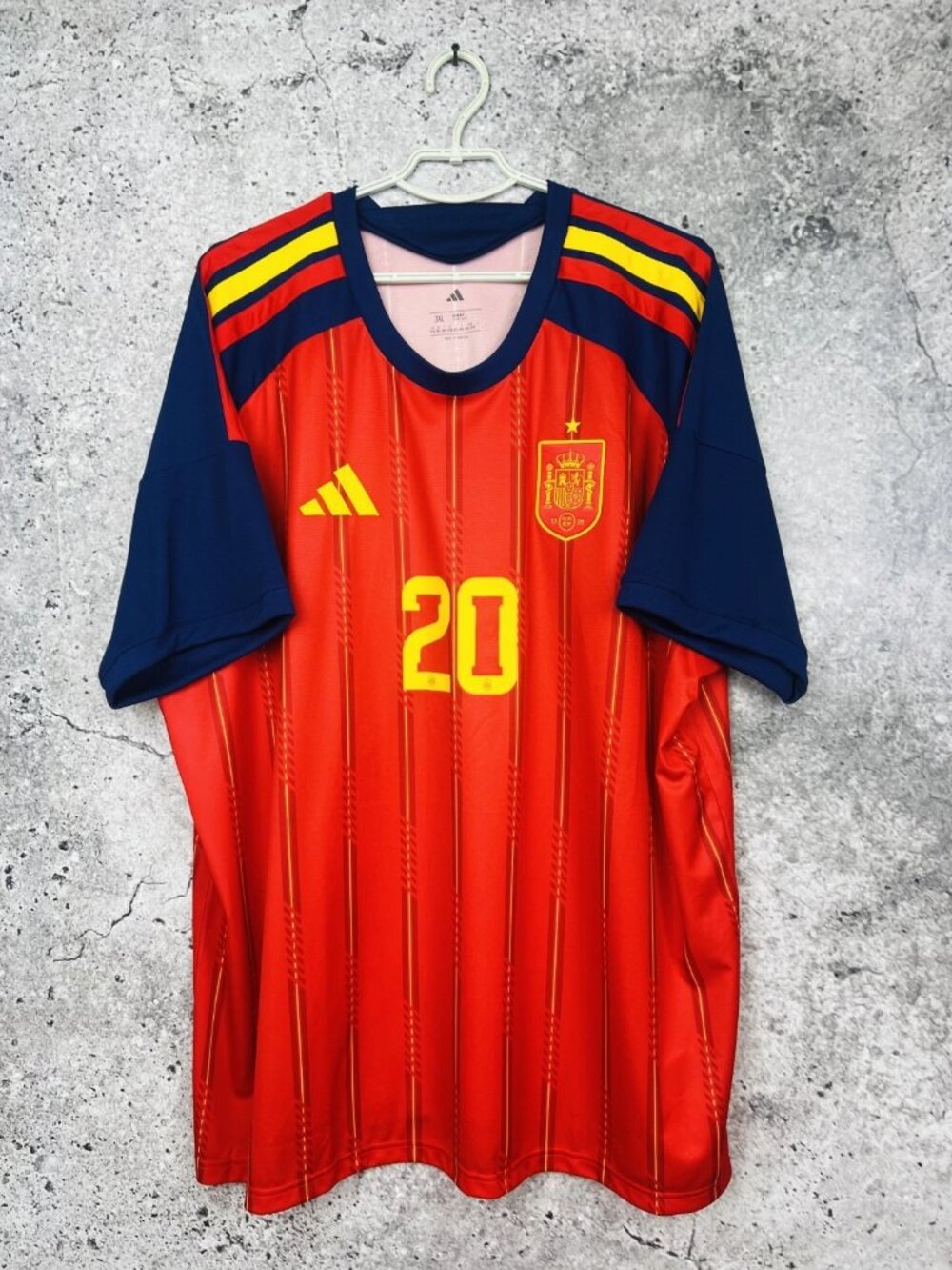 adidas Kids Red and Navy Spain Football Pajama Top with Yellow Accents - #20